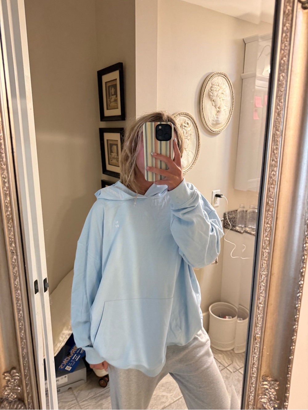 1984 Light Blue Women's Hoodie Sweater - Cozy Relaxed Fit